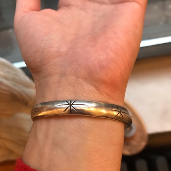 Sterling silver Taxco star bangle bracelet - Picture 6 of 6